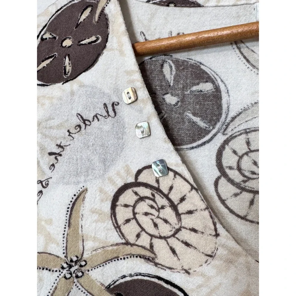 Lulu-B Under the Sea Print‎ Cotton Sleeveless Top Brown Tan Starfish Medium - Picture 4 of 10